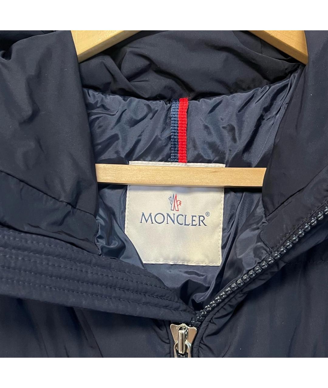 MONCLER Темно-синий полиэстеровый пуховик, фото 3