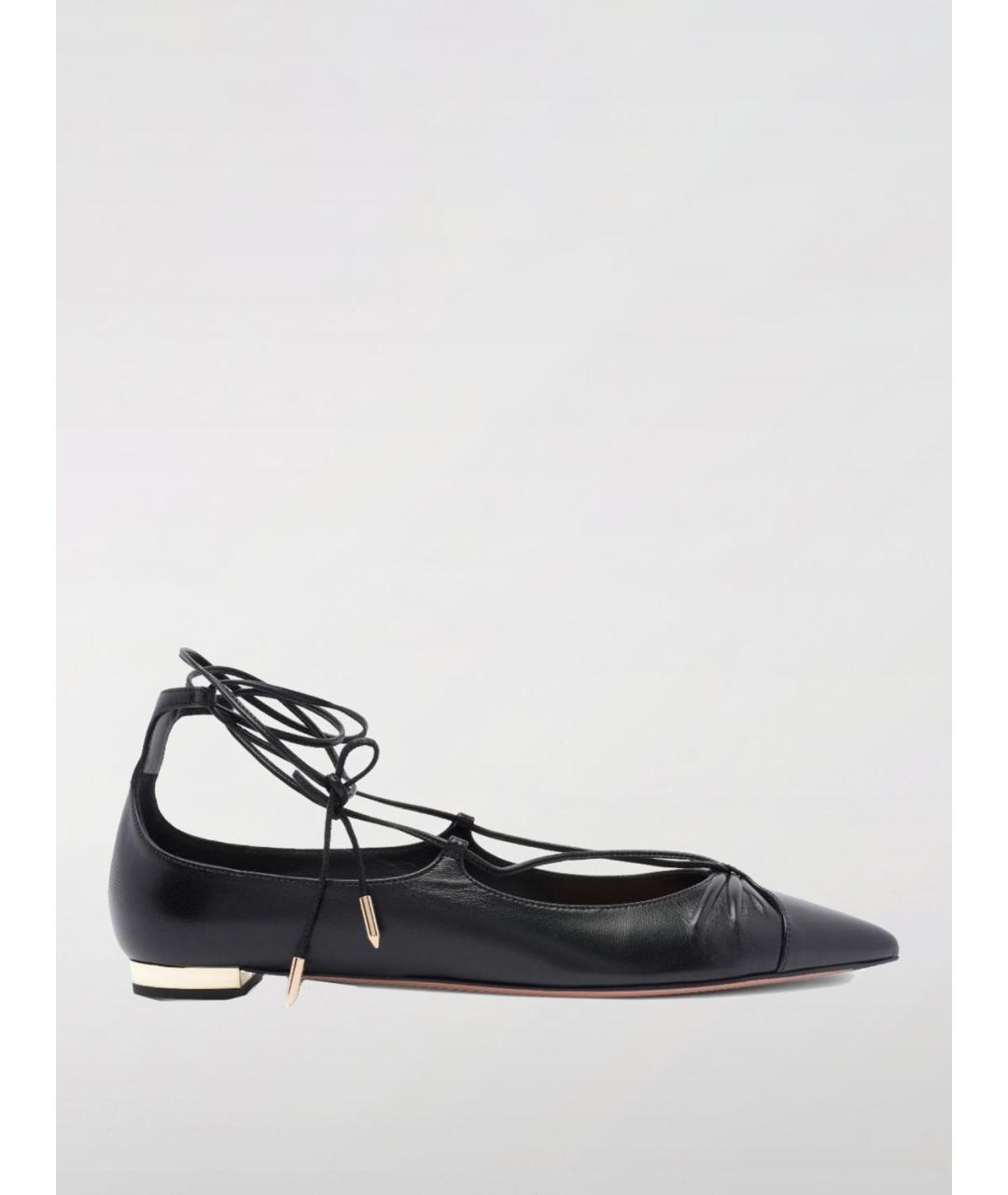 AQUAZZURA Черные кожаные балетки, фото 5
