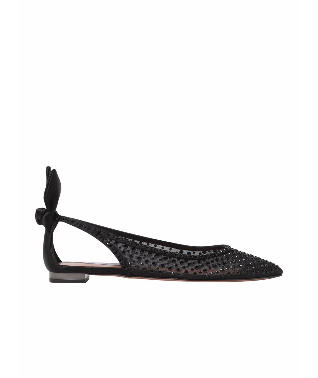 AQUAZZURA Черные текстильные балетки, фото 1