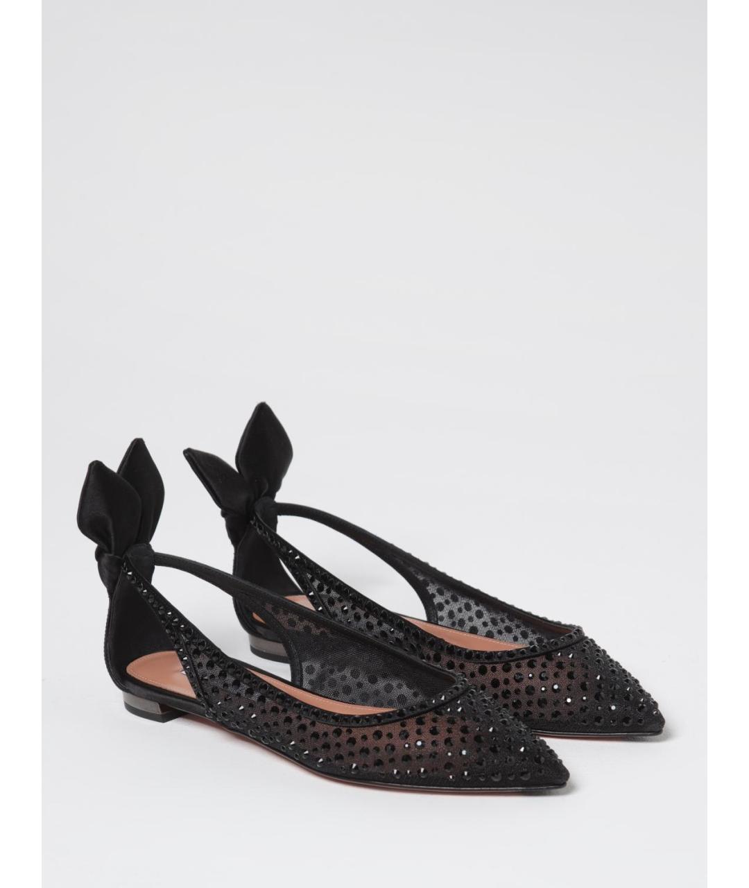 AQUAZZURA Черные текстильные балетки, фото 2