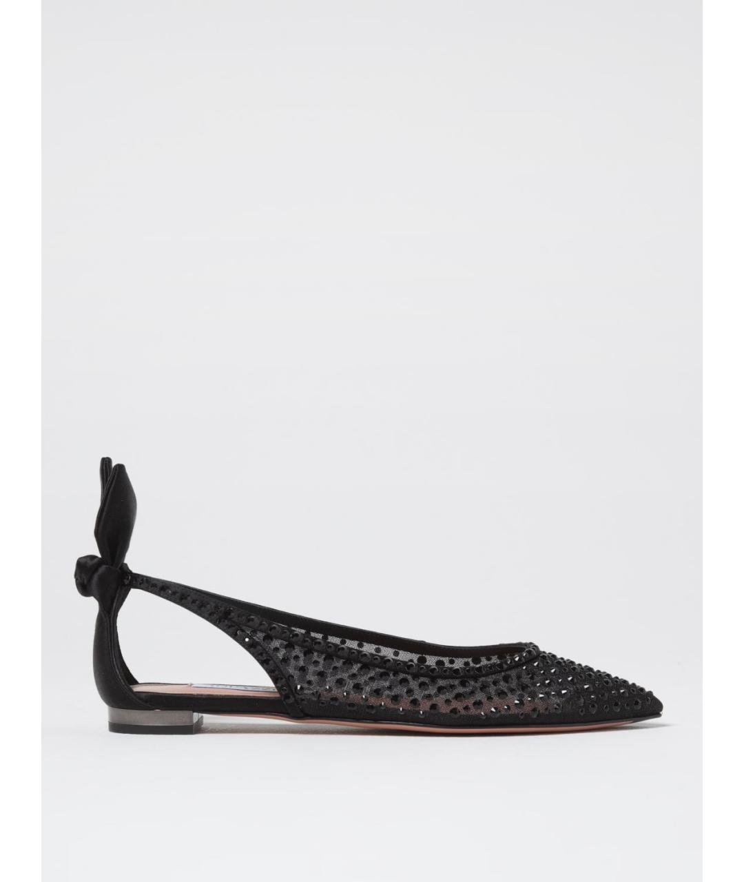 AQUAZZURA Черные текстильные балетки, фото 5