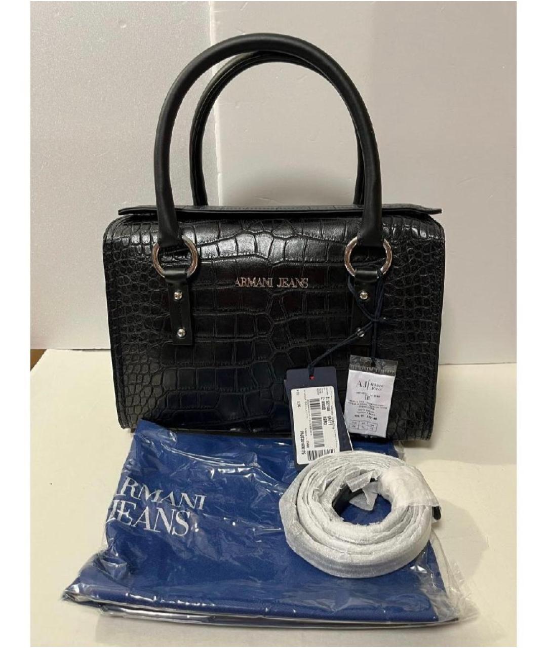 ARMANI JEANS Черная сумка тоут из искусственной кожи, фото 6