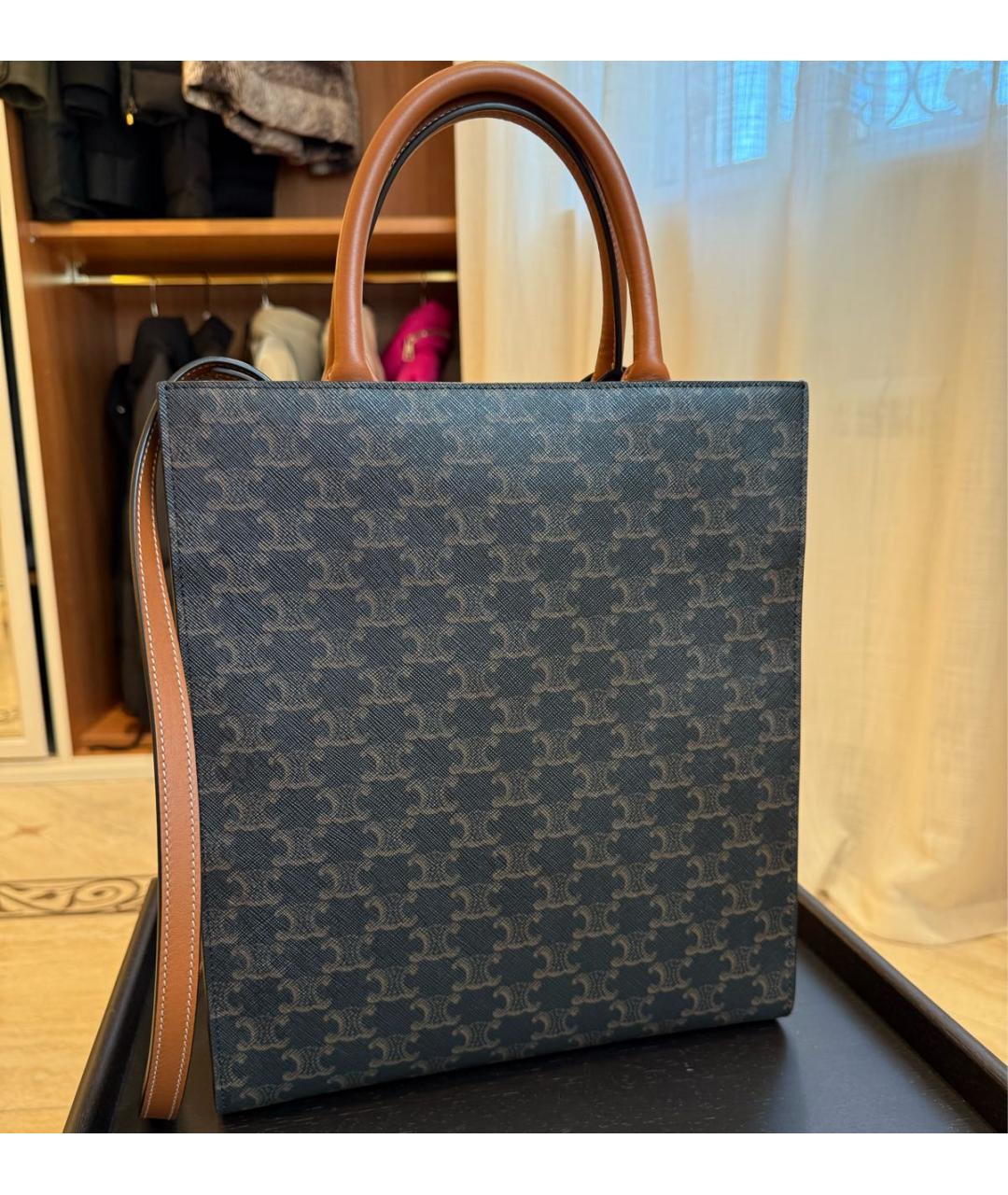 CELINE Коричневая сумка с короткими ручками, фото 4