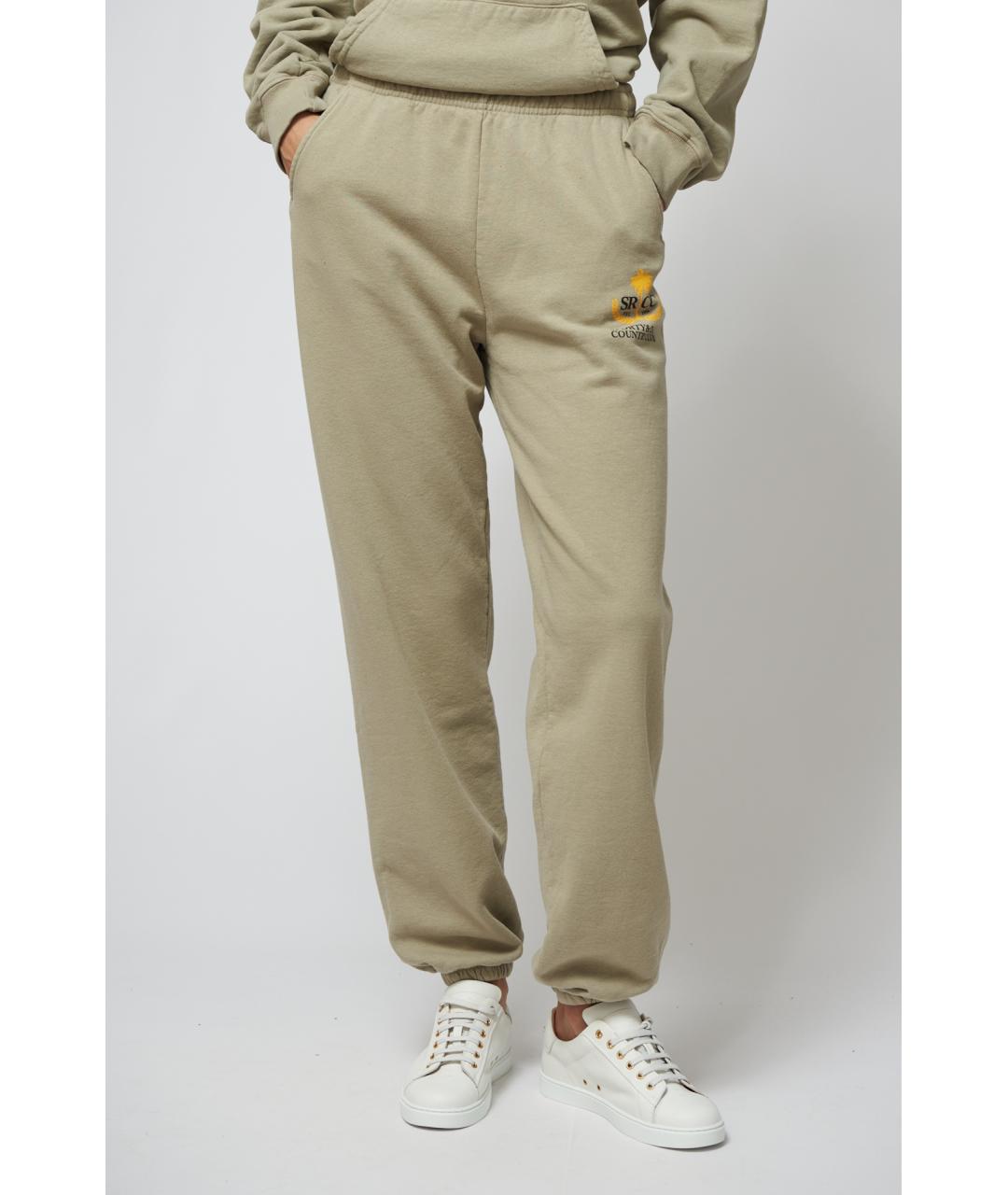 SPORTY AND RICH Хаки хлопковые прямые брюки, фото 2