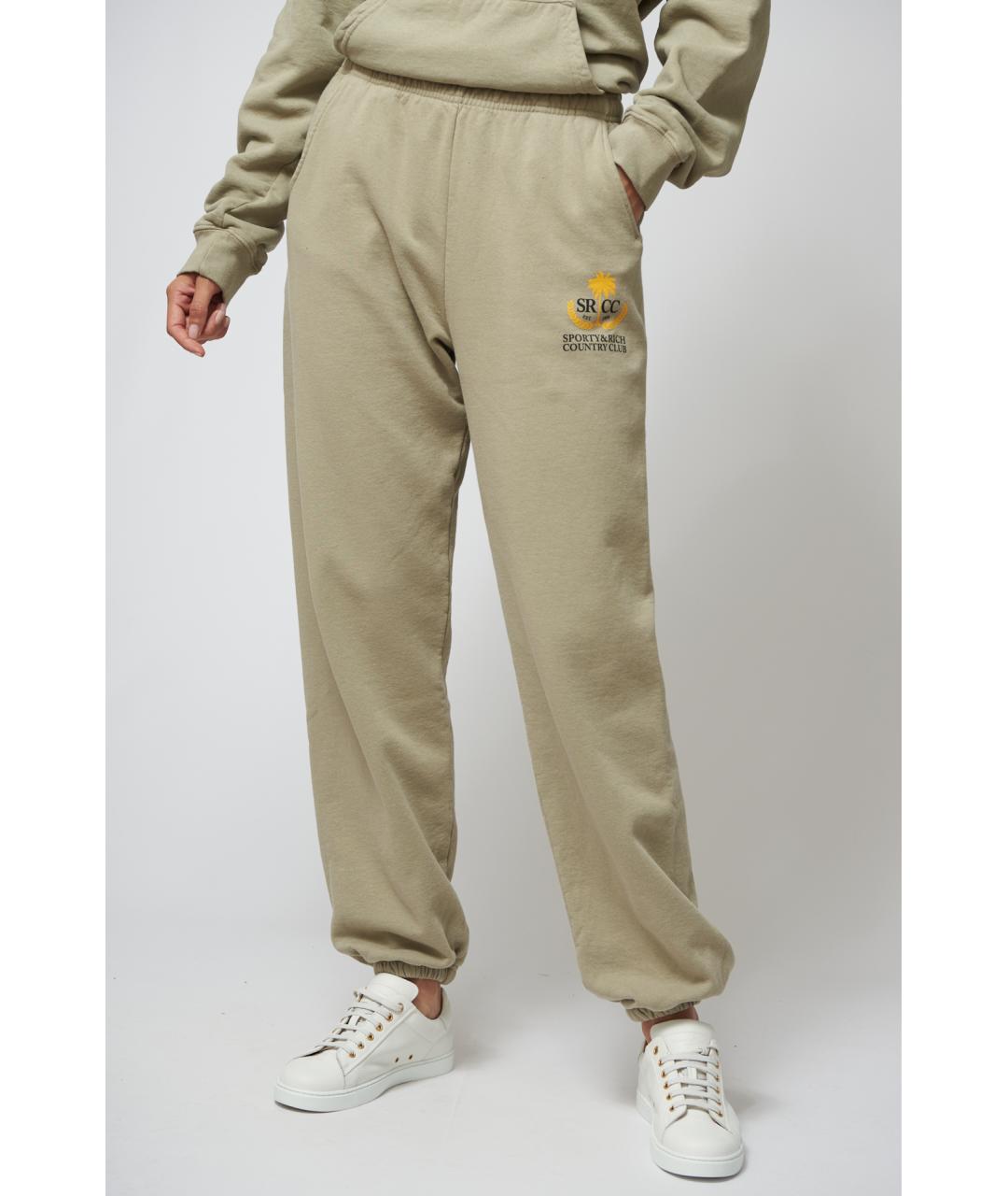 SPORTY AND RICH Хаки хлопковые прямые брюки, фото 4