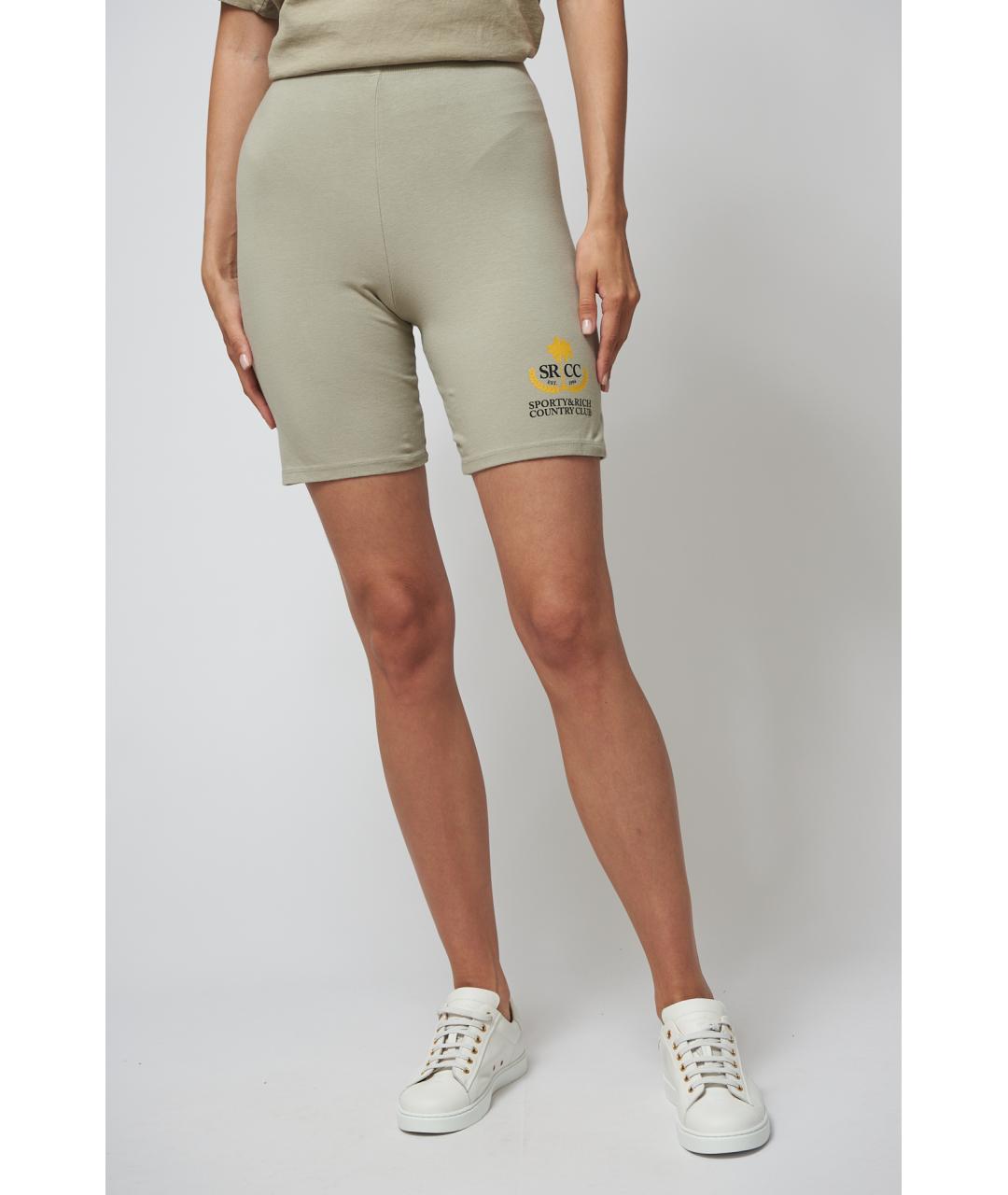 SPORTY AND RICH Хаки хлопковые леггинсы и велосипедки, фото 2