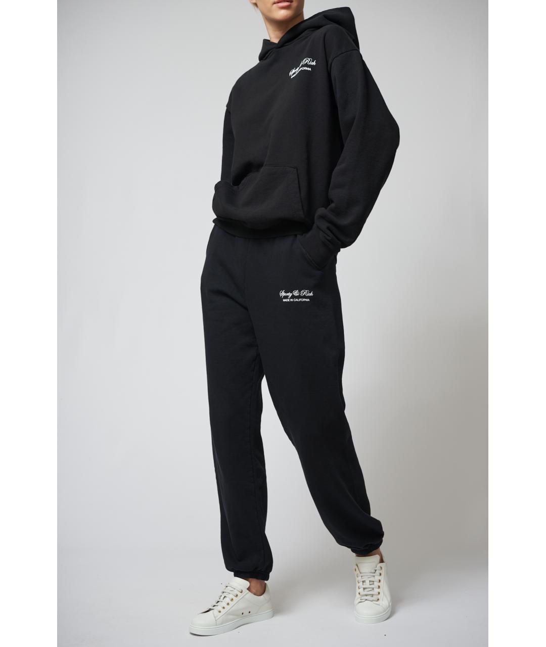 SPORTY AND RICH Черные хлопковые прямые брюки, фото 3