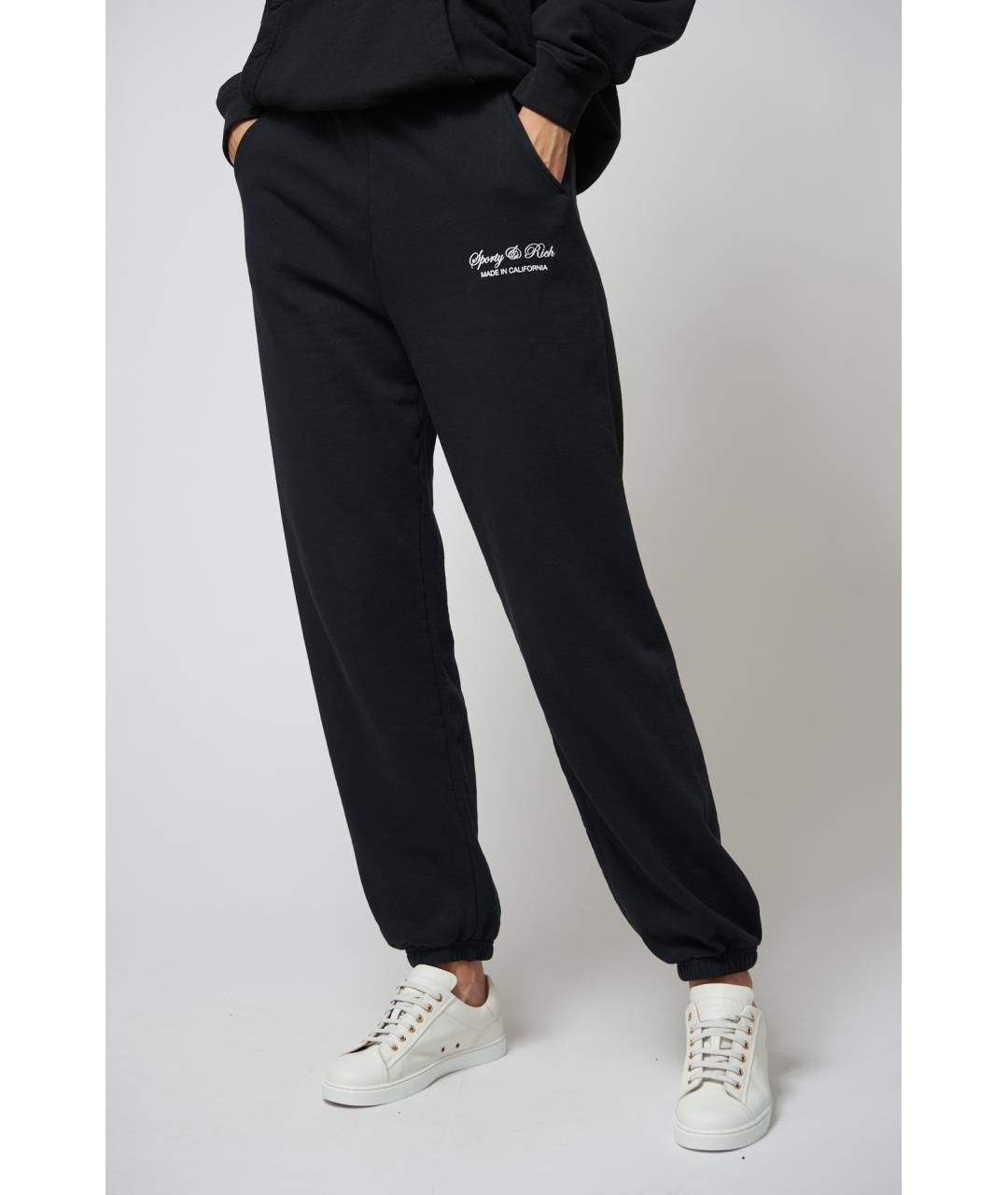 SPORTY AND RICH Черные хлопковые прямые брюки, фото 4