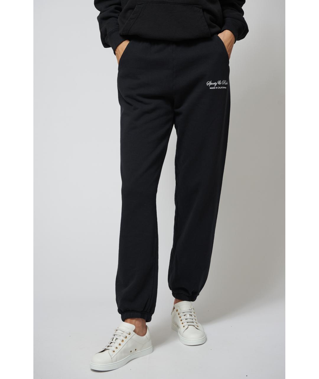 SPORTY AND RICH Черные хлопковые прямые брюки, фото 2