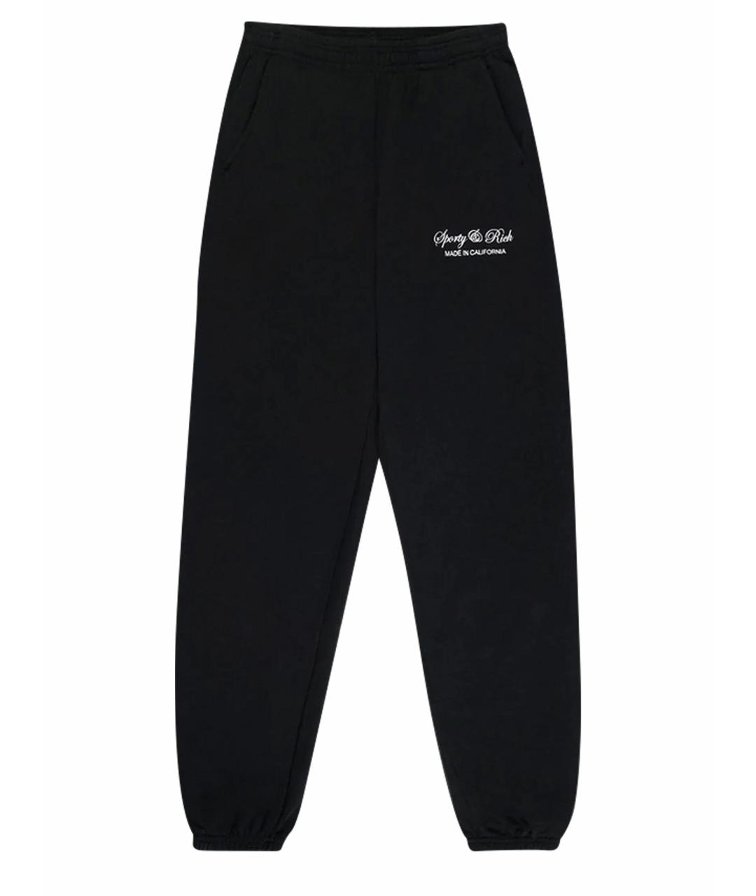 SPORTY AND RICH Черные хлопковые прямые брюки, фото 1