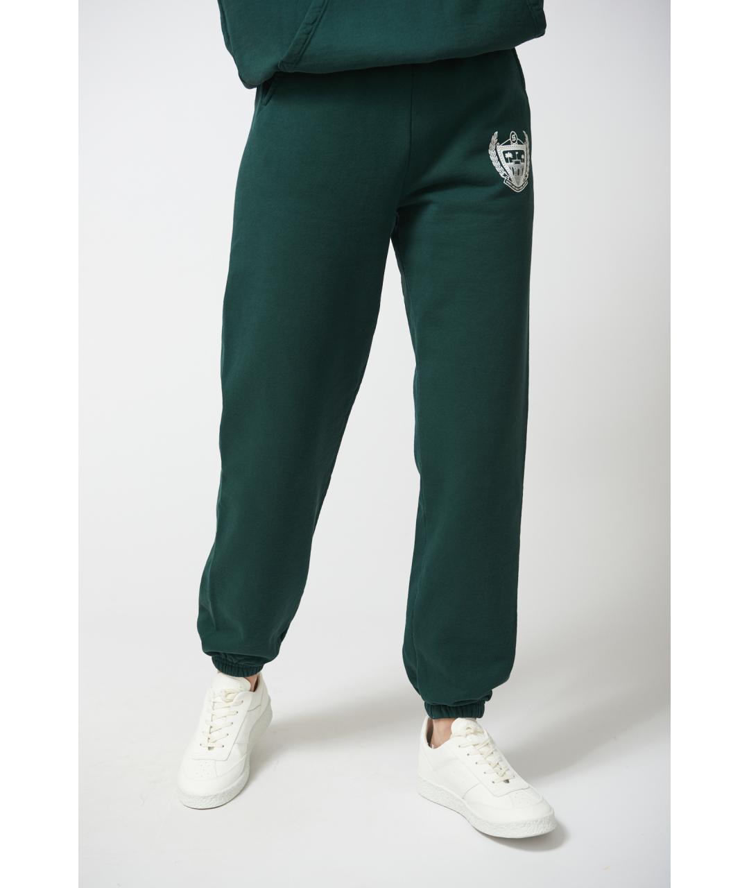 SPORTY AND RICH Зеленые хлопковые прямые брюки, фото 2