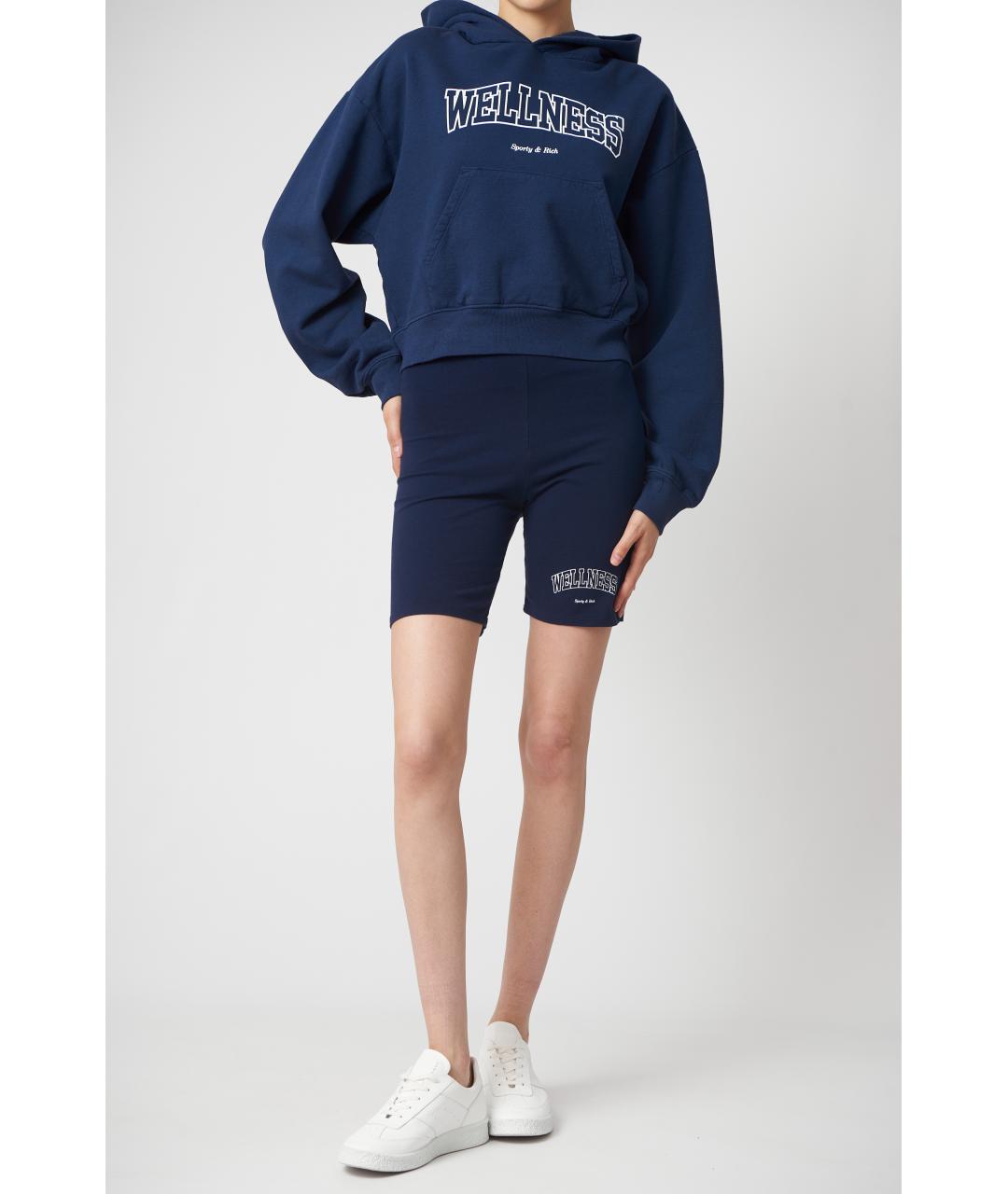 SPORTY AND RICH Темно-синие хлопковые леггинсы и велосипедки, фото 2