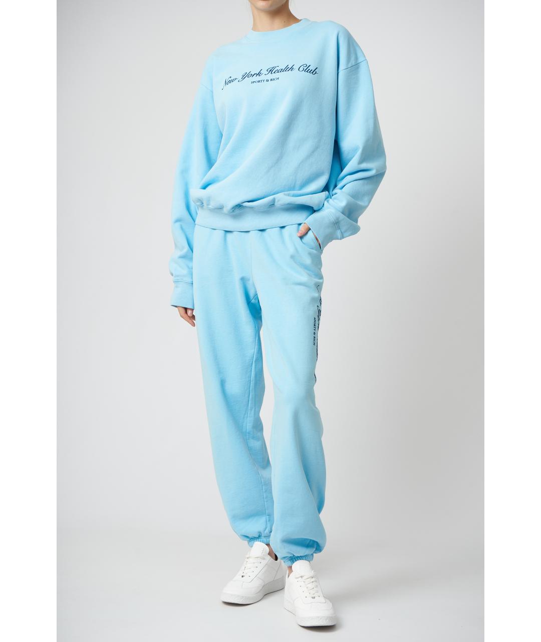 SPORTY AND RICH Голубые хлопковые прямые брюки, фото 2