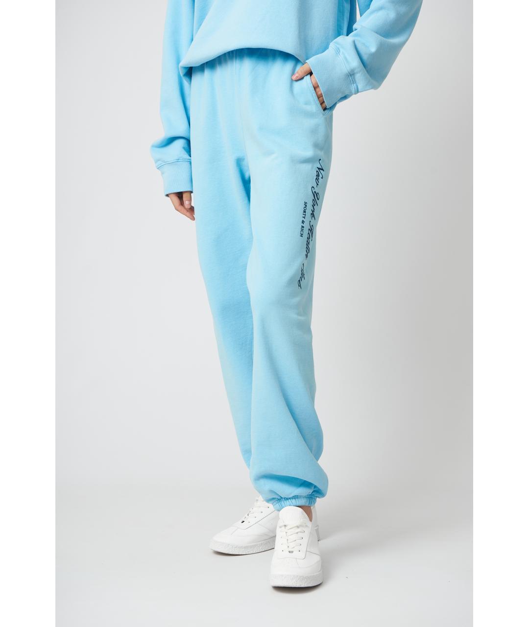 SPORTY AND RICH Голубые хлопковые прямые брюки, фото 3