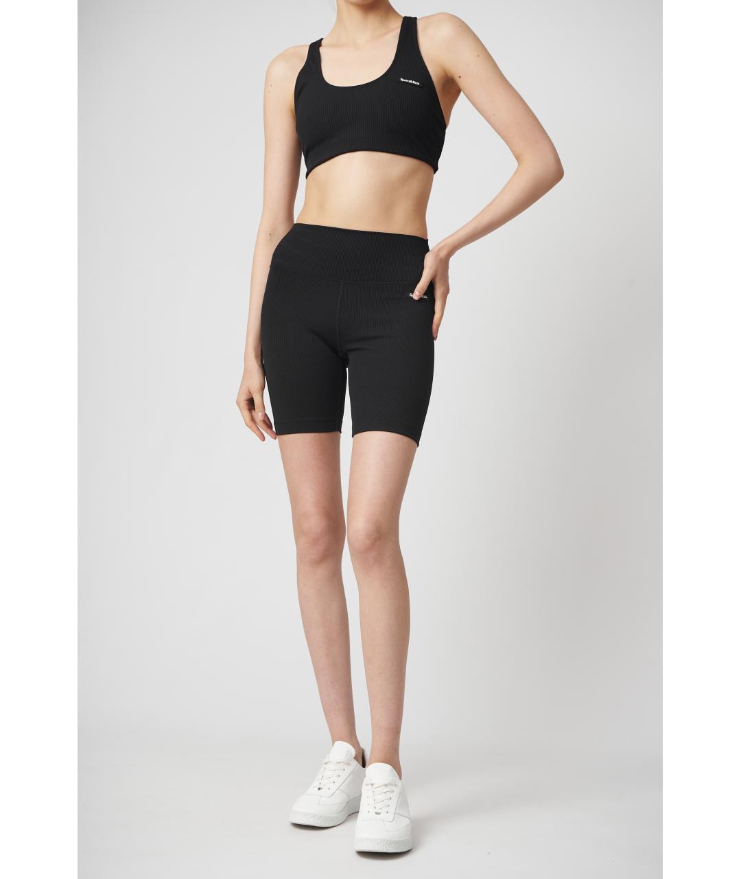 SPORTY AND RICH Черные полиамидовые леггинсы и велосипедки, фото 3