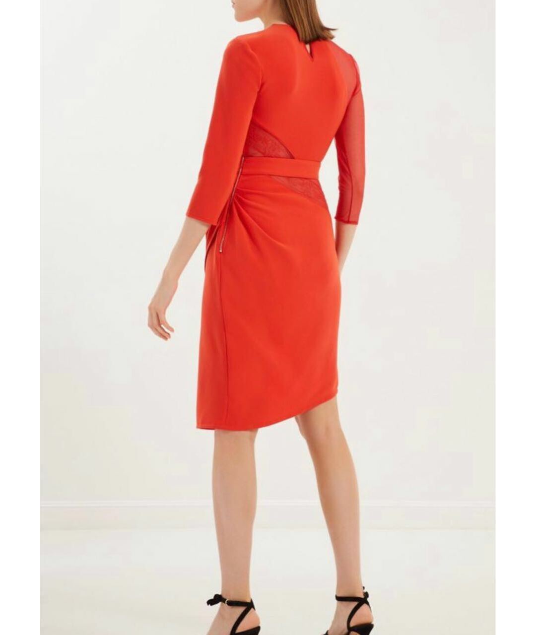 ELISABETTA FRANCHI Красное полиэстеровое коктейльное платье, фото 7