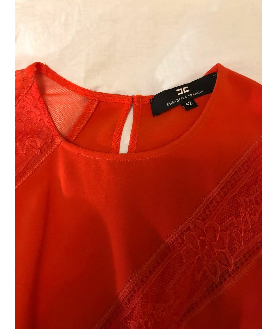 ELISABETTA FRANCHI Красное полиэстеровое коктейльное платье, фото 3