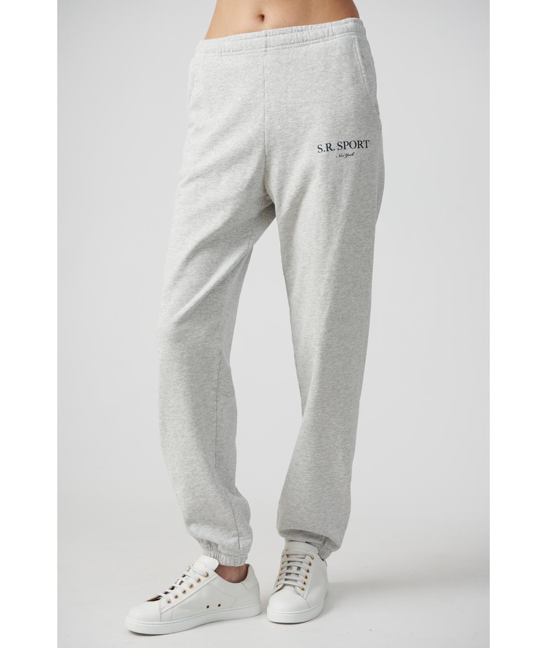 SPORTY AND RICH Серые хлопковые прямые брюки, фото 2