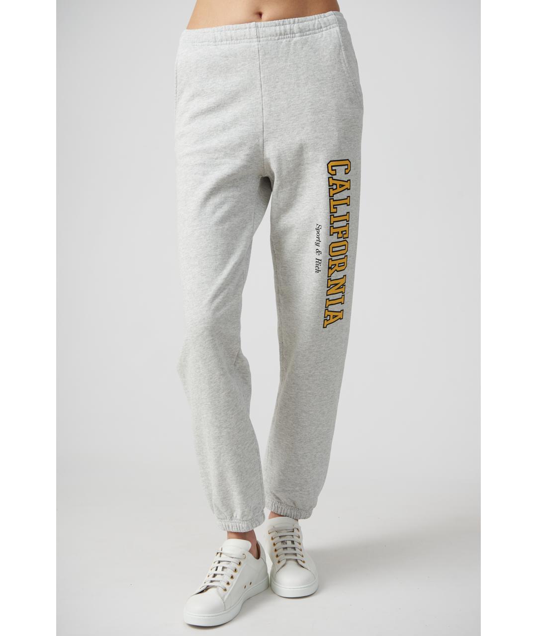 SPORTY AND RICH Серые хлопковые прямые брюки, фото 2