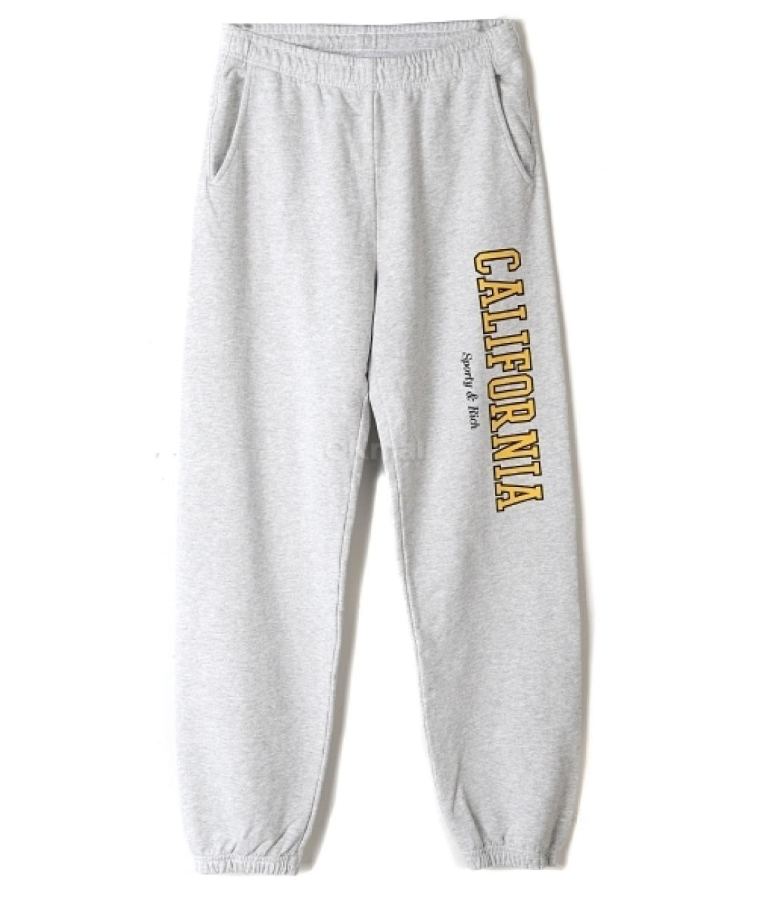 SPORTY AND RICH Серые хлопковые прямые брюки, фото 1