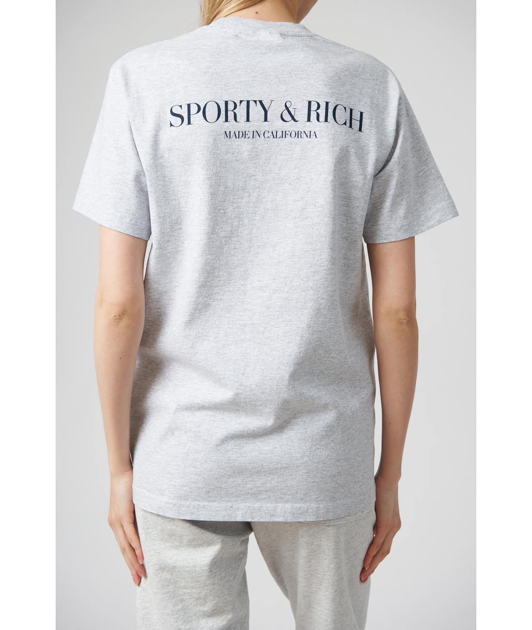 SPORTY AND RICH Серая хлопковая футболка, фото 5