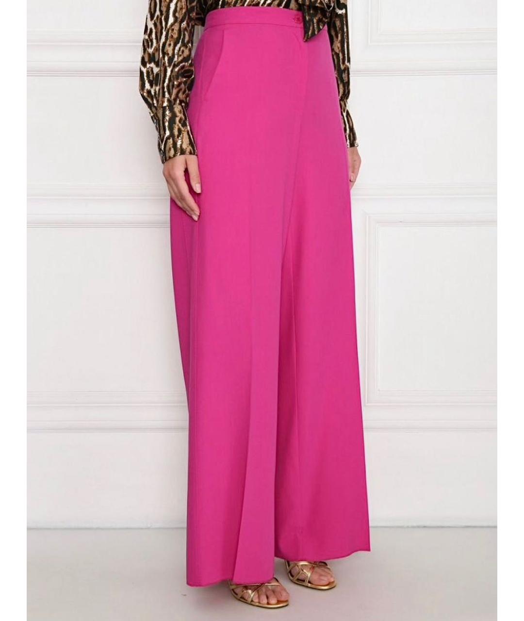 MAX MARA Розовые шерстяные брюки широкие, фото 5