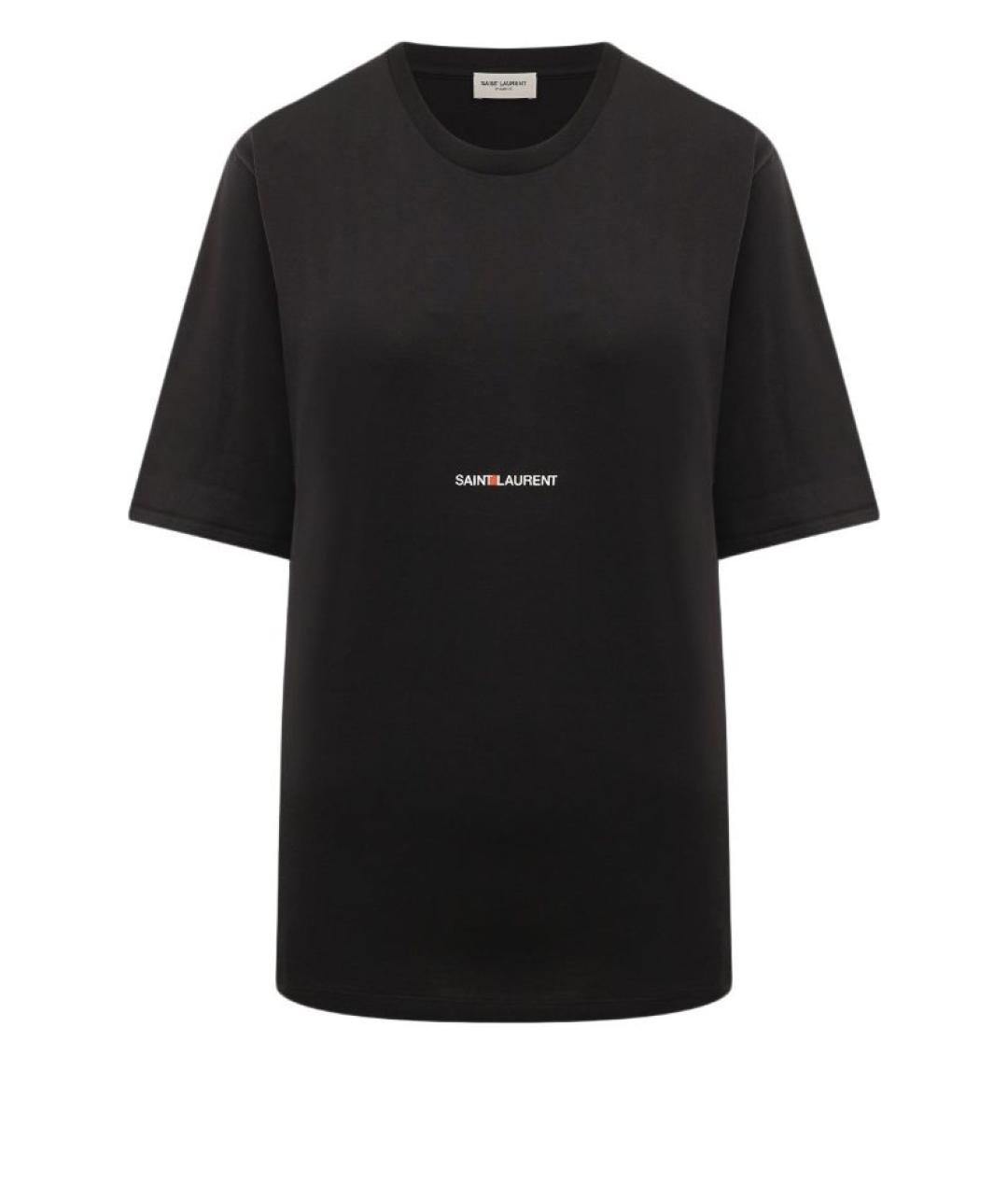 SAINT LAURENT Черная хлопковая футболка, фото 1