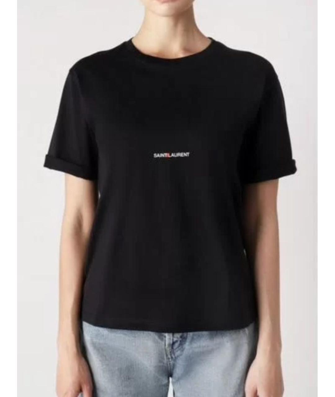 SAINT LAURENT Черная хлопковая футболка, фото 5