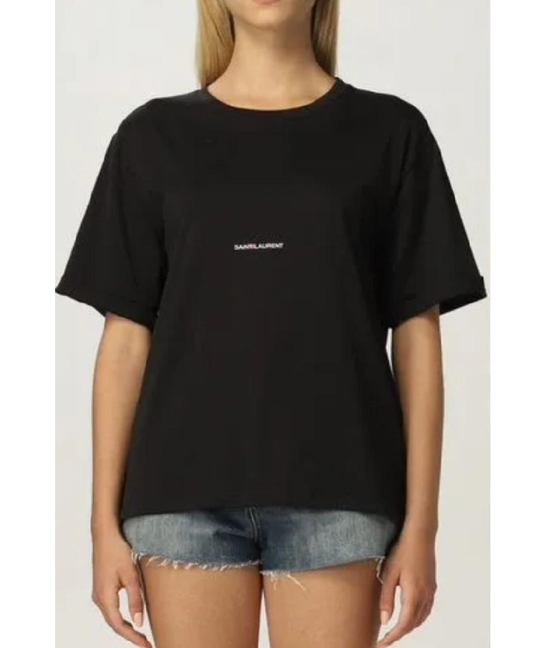 SAINT LAURENT Черная хлопковая футболка, фото 3