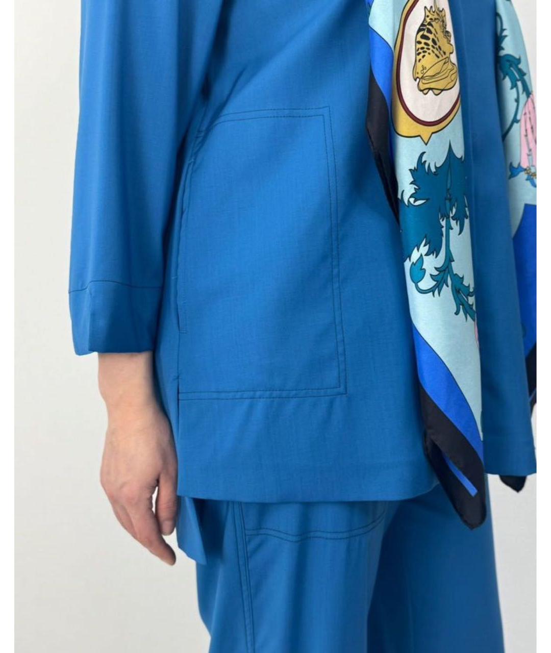 MAX MARA Синий шерстяной костюм с брюками, фото 5