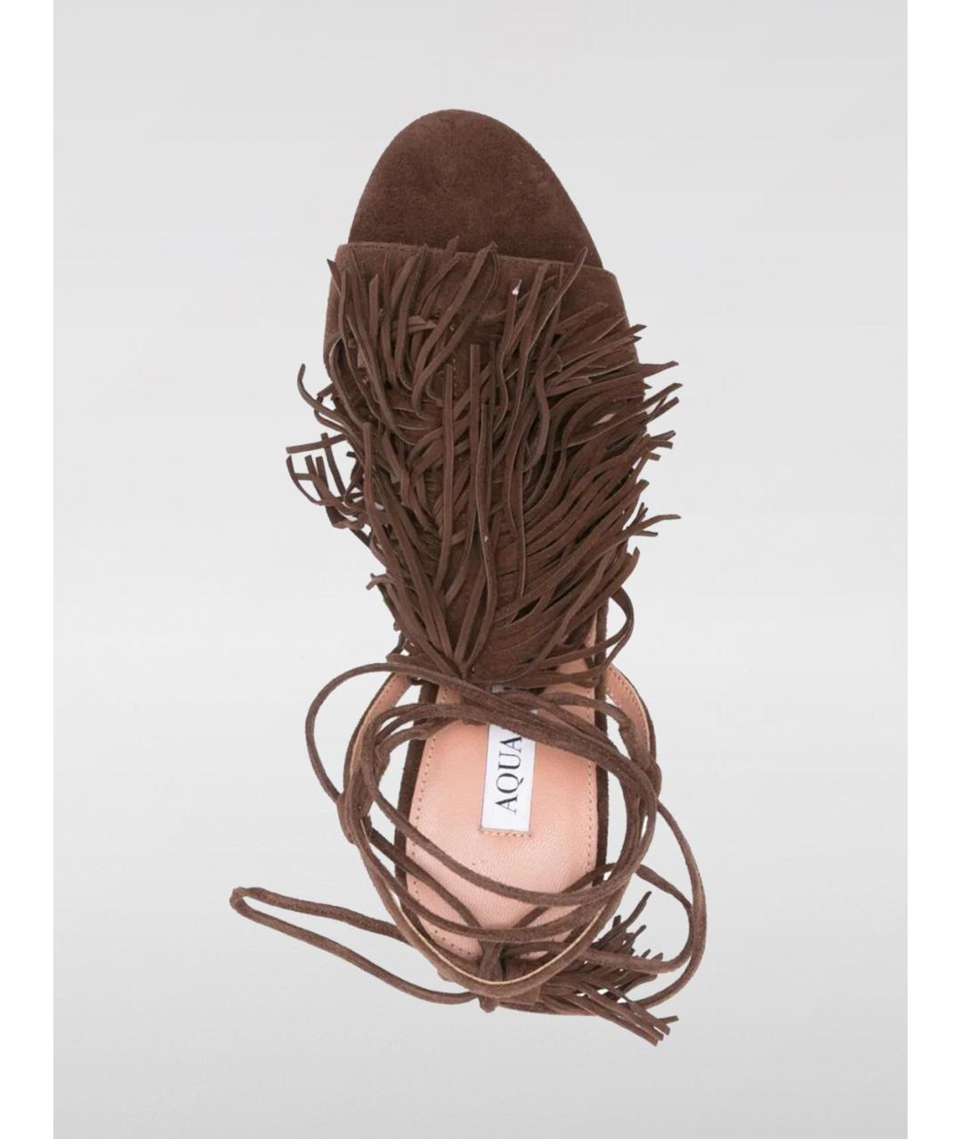 AQUAZZURA Коричневые кожаные босоножки, фото 4