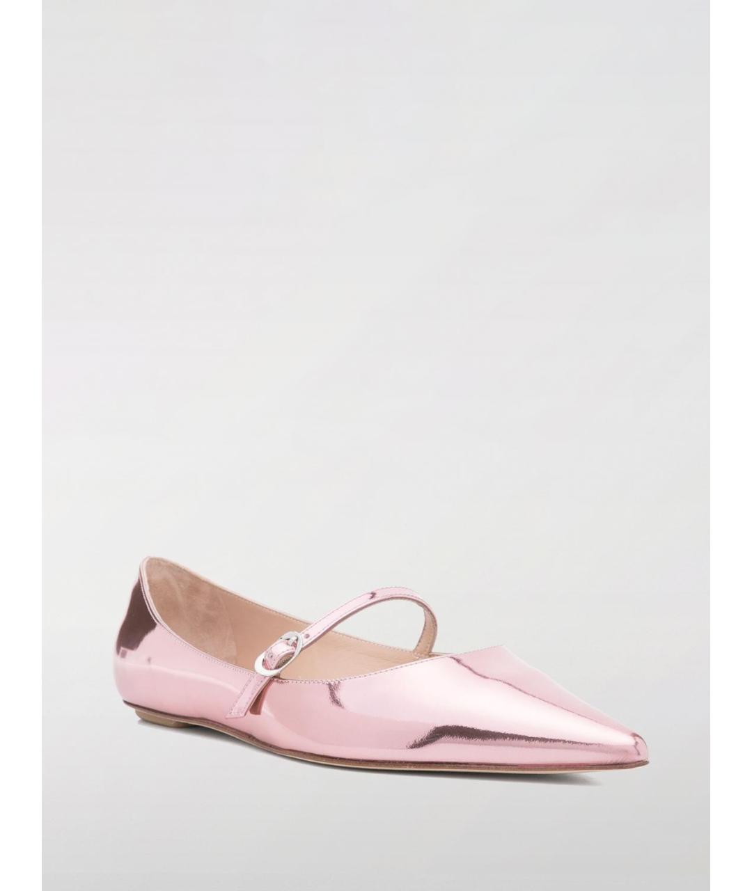 STUART WEITZMAN Розовые кожаные балетки, фото 2