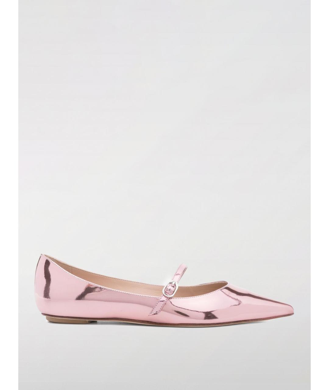 STUART WEITZMAN Розовые кожаные балетки, фото 5