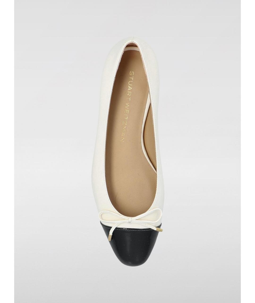 STUART WEITZMAN Белые кожаные балетки, фото 4