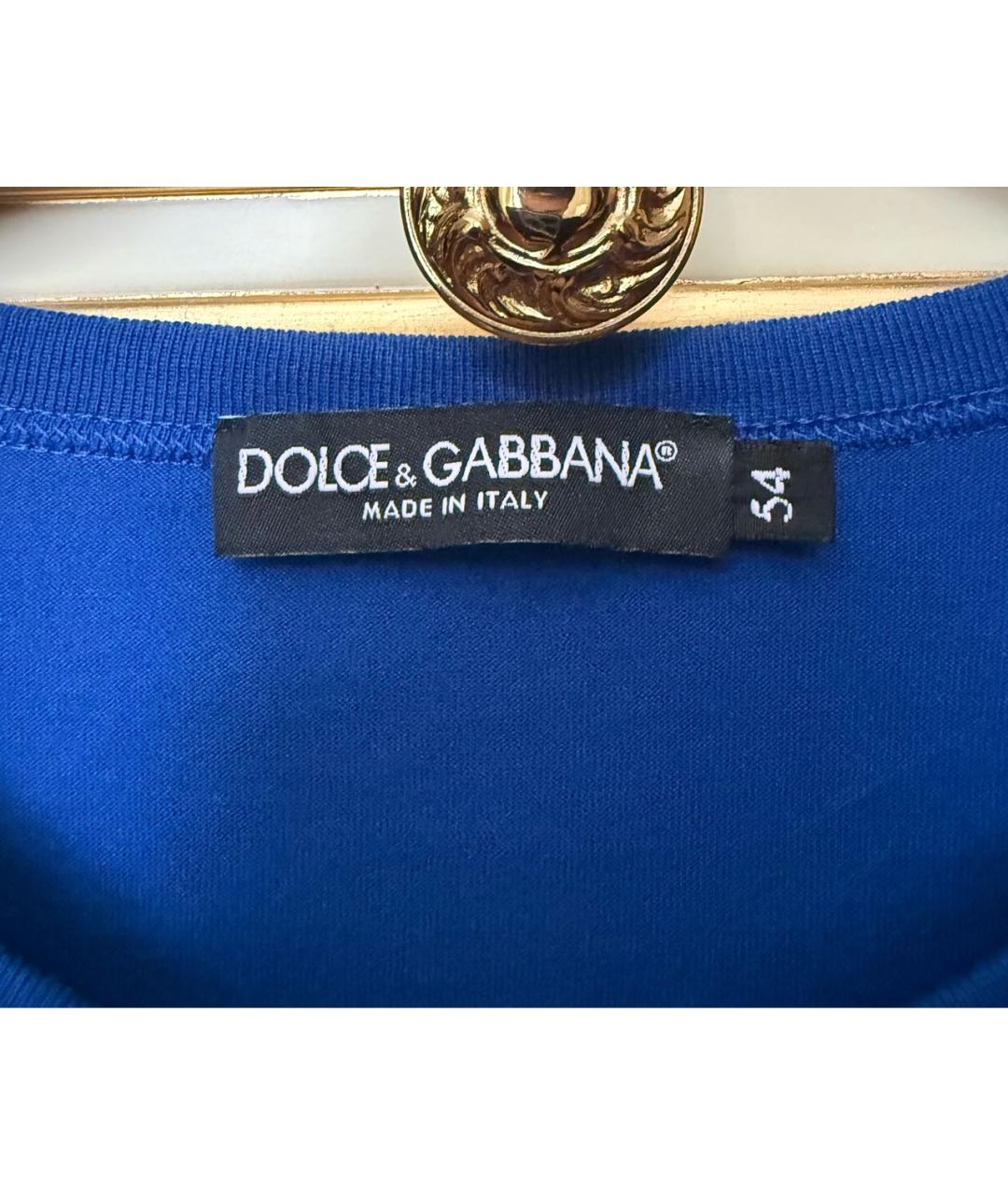 DOLCE&GABBANA Синяя хлопковая футболка, фото 3