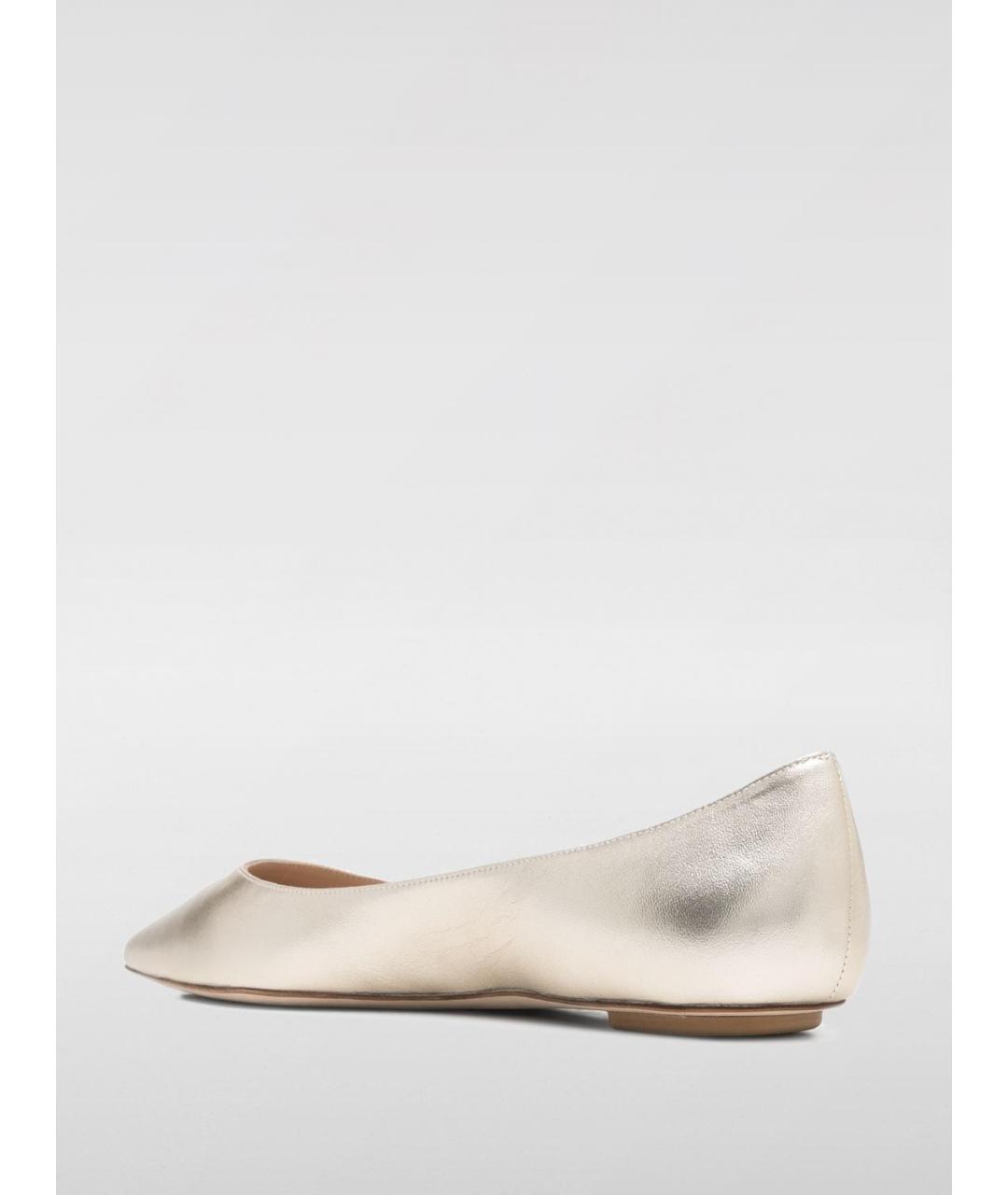 STUART WEITZMAN Золотые кожаные балетки, фото 3