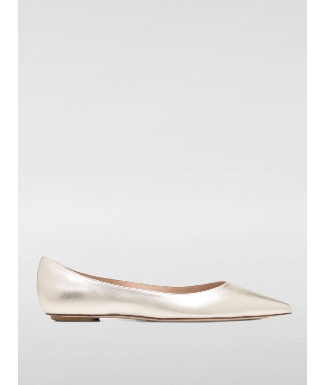 STUART WEITZMAN Золотые кожаные балетки, фото 5