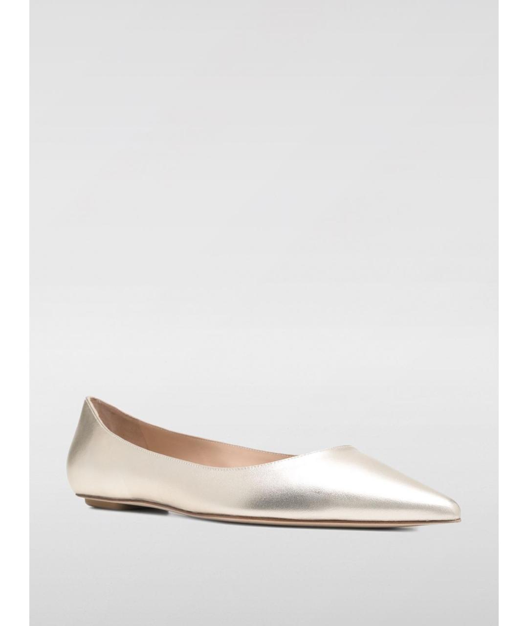 STUART WEITZMAN Золотые кожаные балетки, фото 2