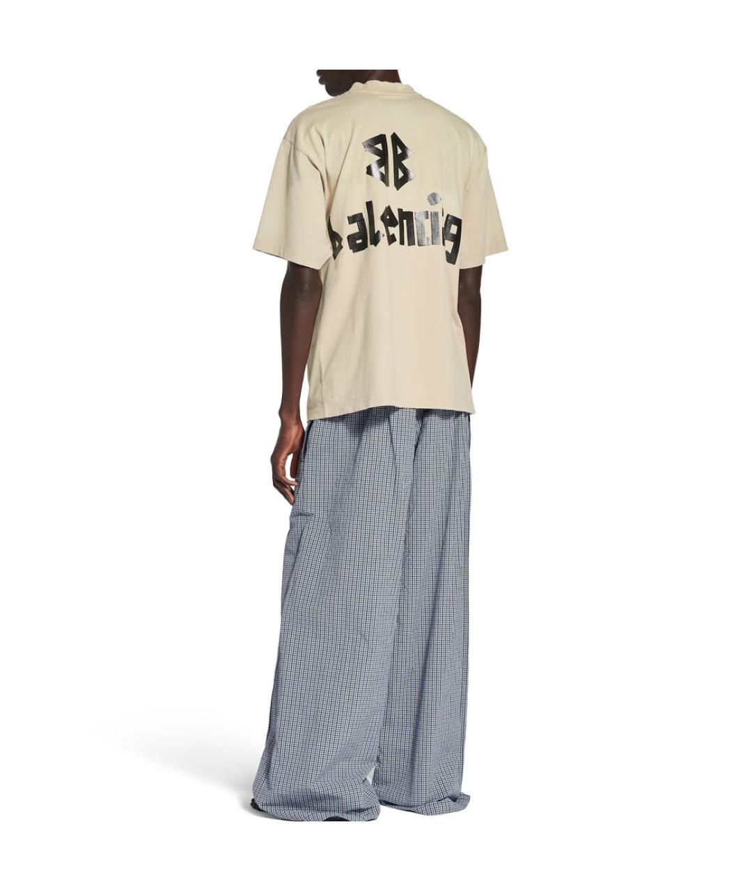 BALENCIAGA Бежевая хлопковая футболка, фото 4