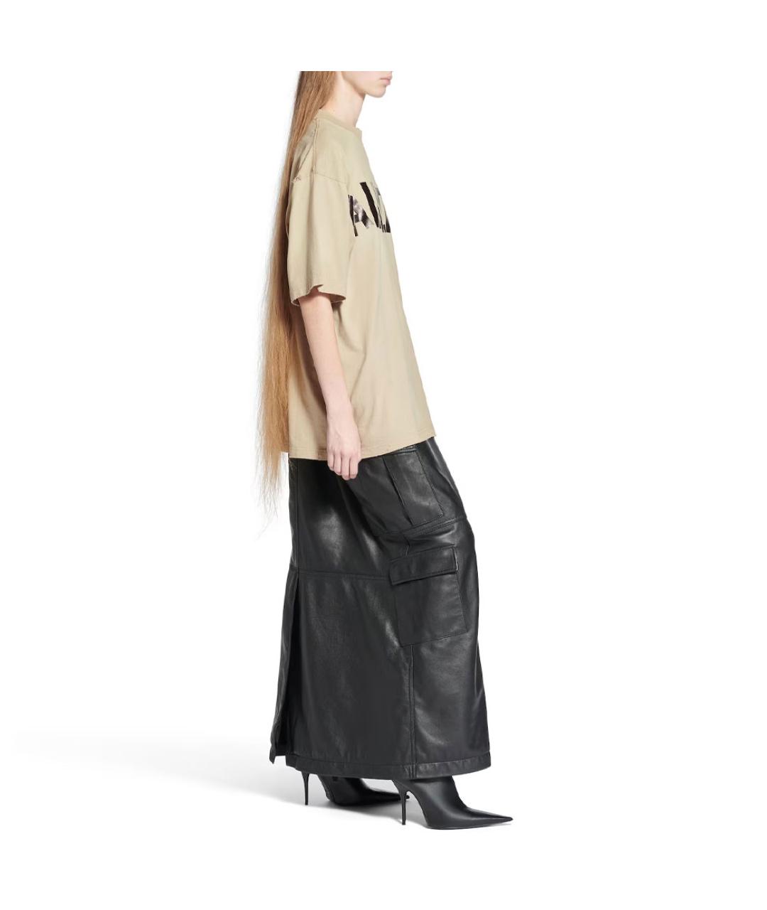 BALENCIAGA Бежевая хлопковая футболка, фото 5