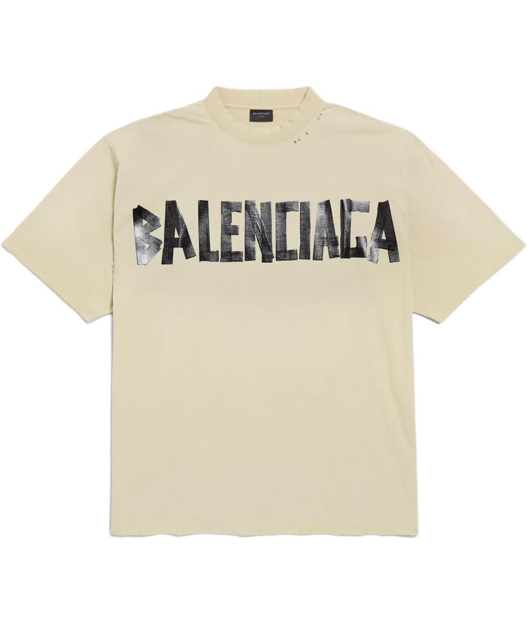 BALENCIAGA Бежевая хлопковая футболка, фото 1