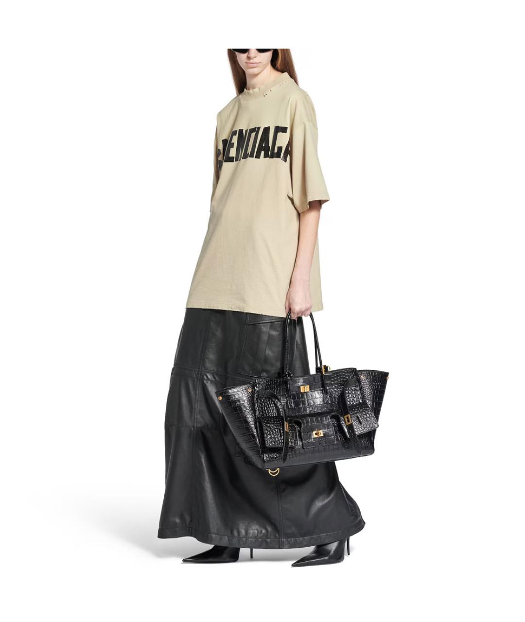 BALENCIAGA Бежевая хлопковая футболка, фото 7