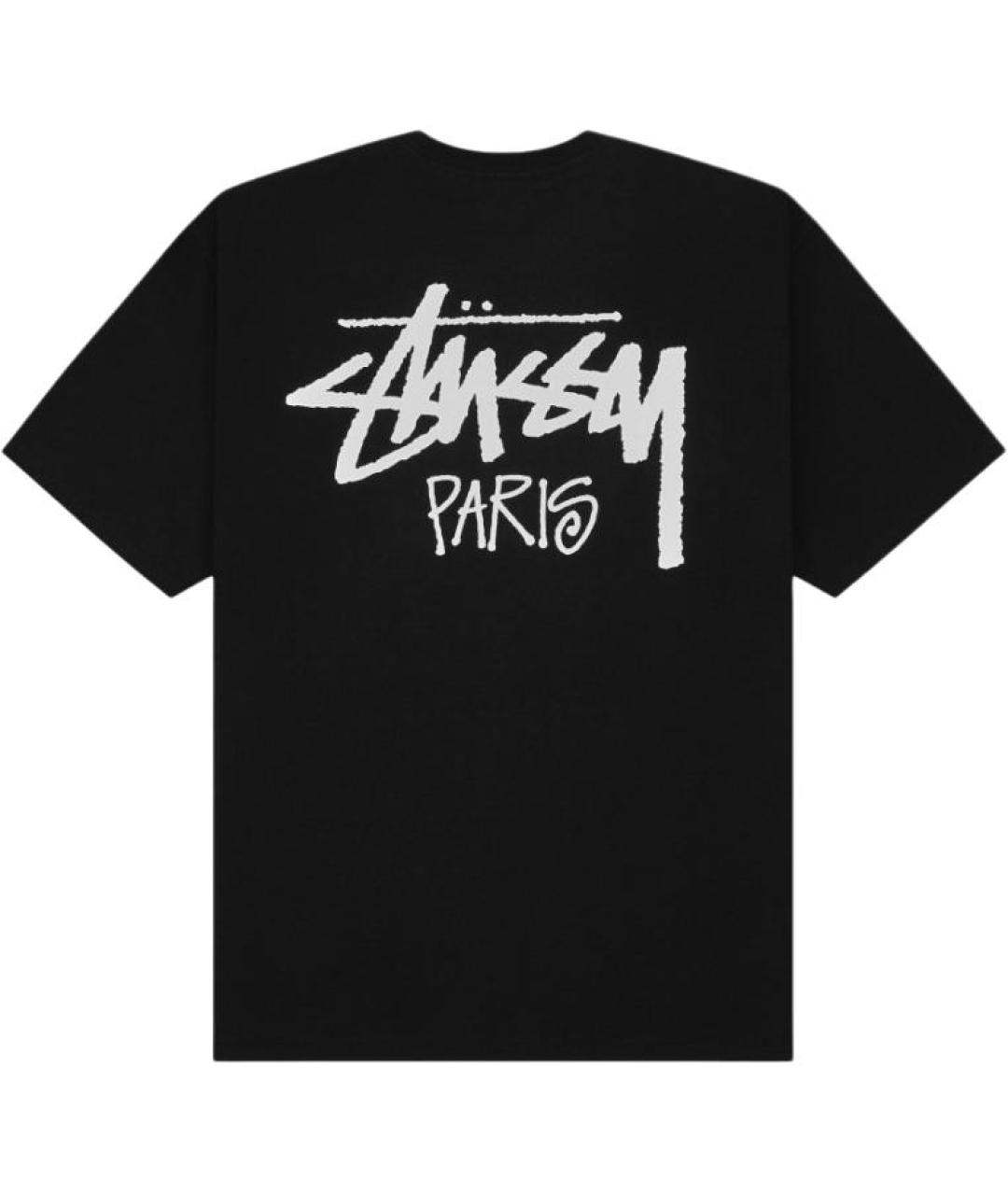 STUSSY Черная хлопковая футболка, фото 2