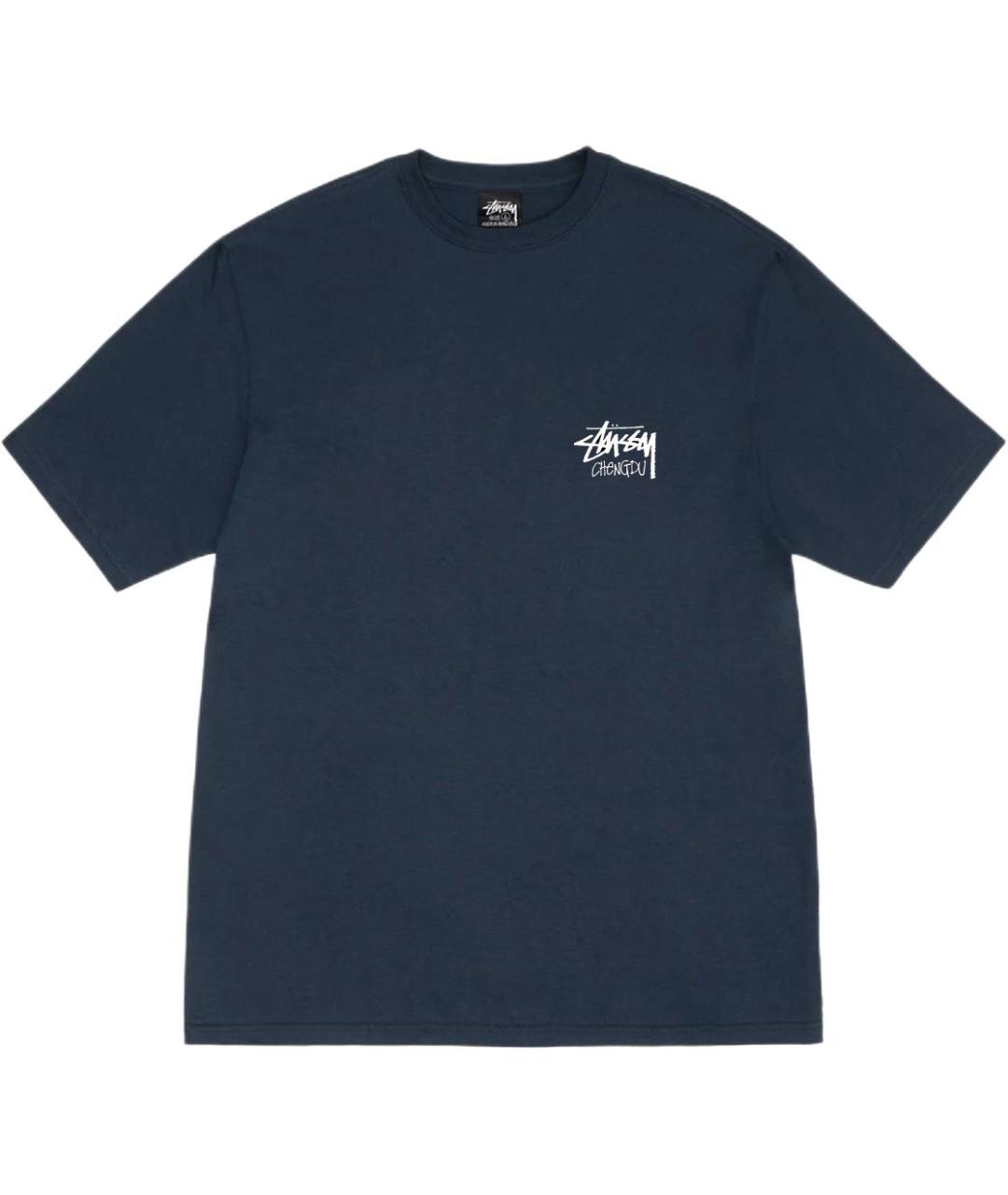 STUSSY Темно-синяя хлопковая футболка, фото 1