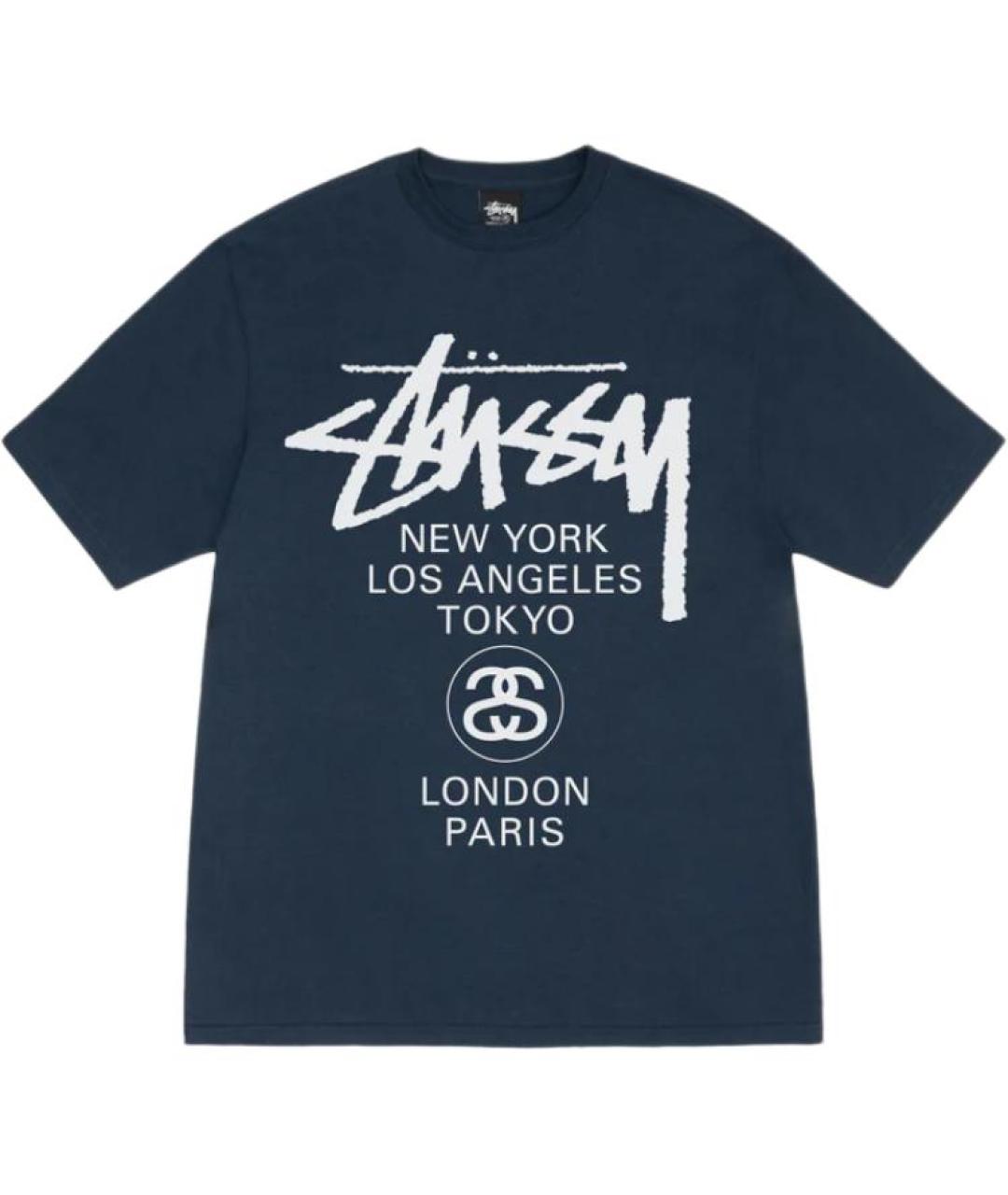 STUSSY Синяя хлопковая футболка, фото 1