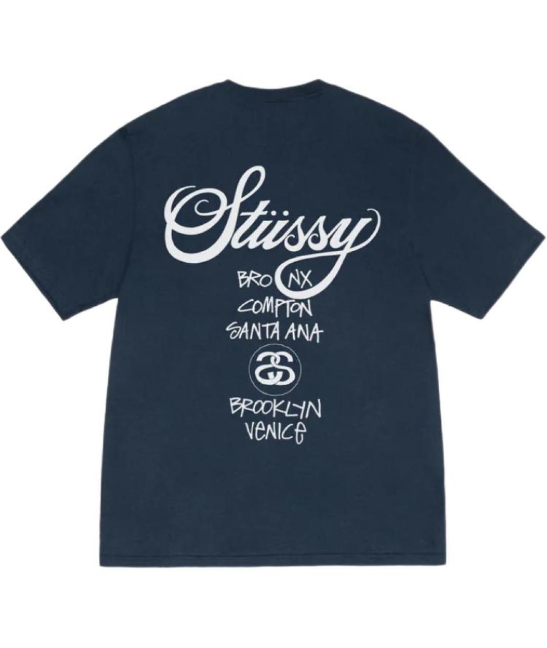 STUSSY Синяя хлопковая футболка, фото 2