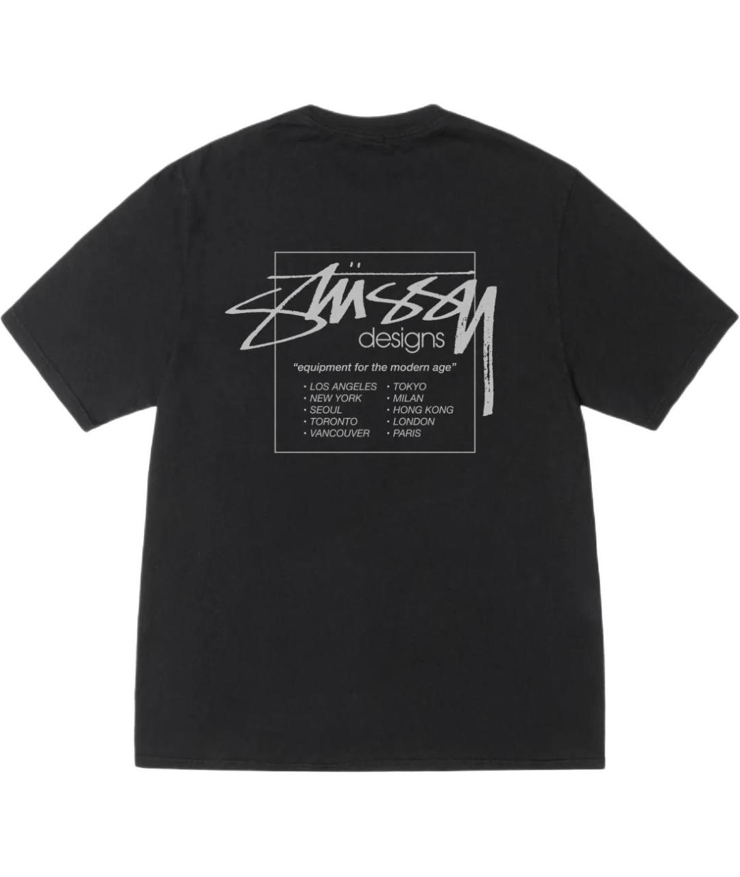 STUSSY Черная хлопковая футболка, фото 1