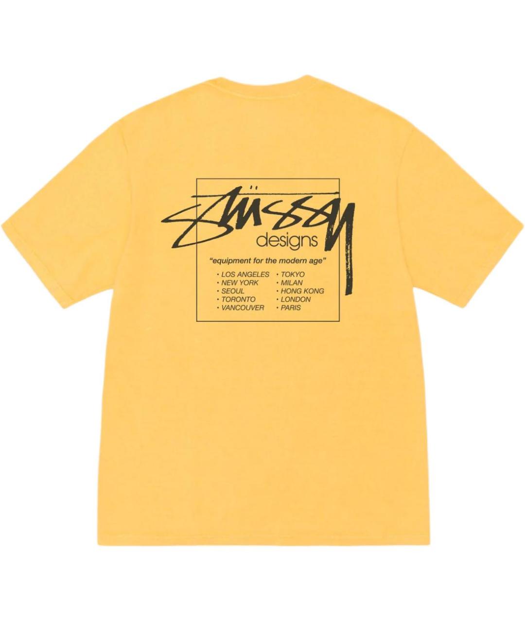 STUSSY Желтая хлопковая футболка, фото 2