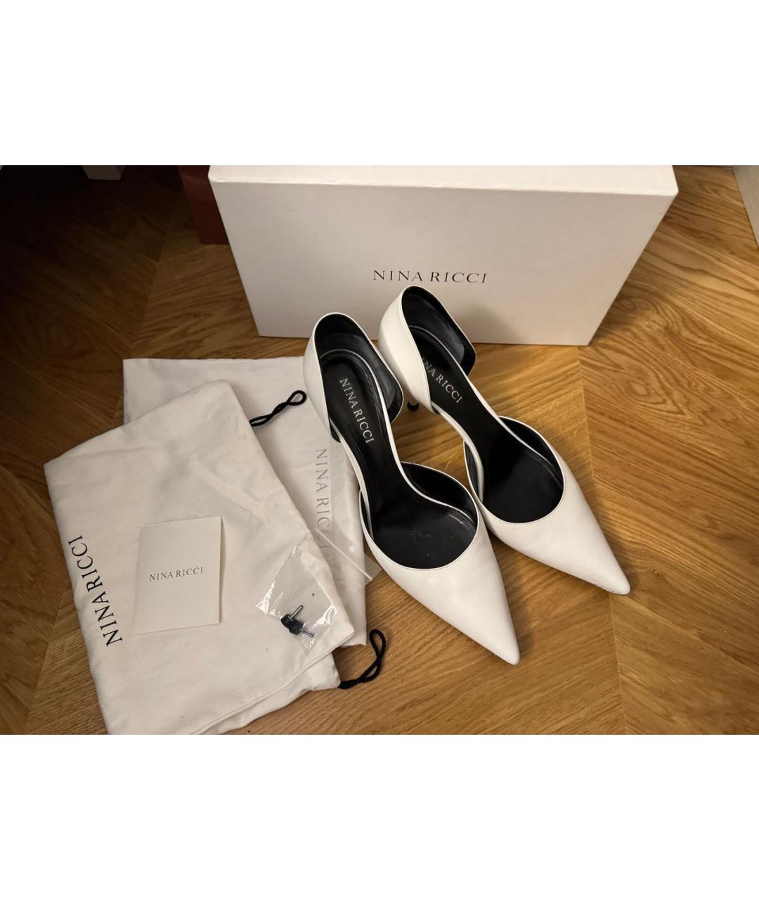 NINA RICCI Белые кожаные туфли, фото 5