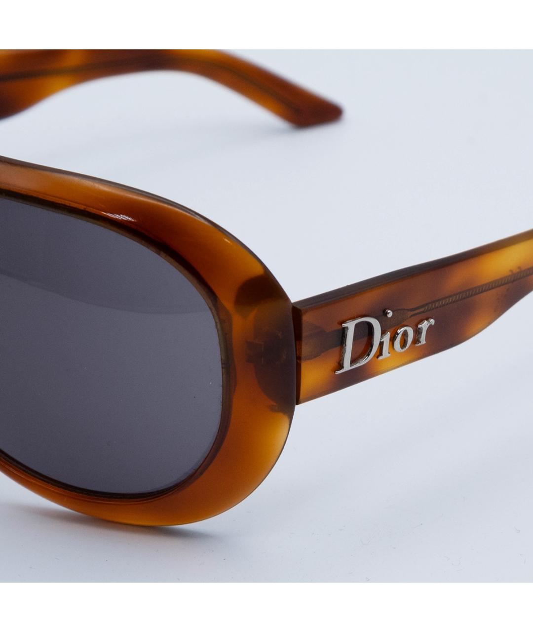 CHRISTIAN DIOR Коричневые пластиковые солнцезащитные очки, фото 3